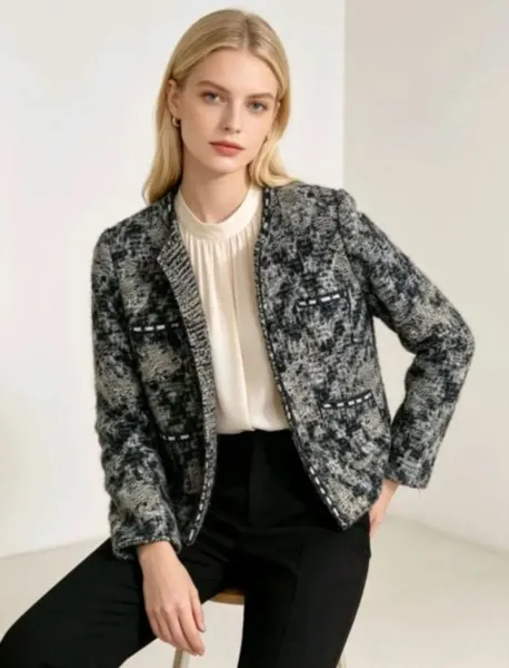 Casaqueto Tweed Zara feminino em lã tam. m