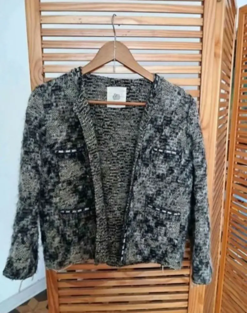 Casaqueto Tweed Zara feminino em lã tam. m