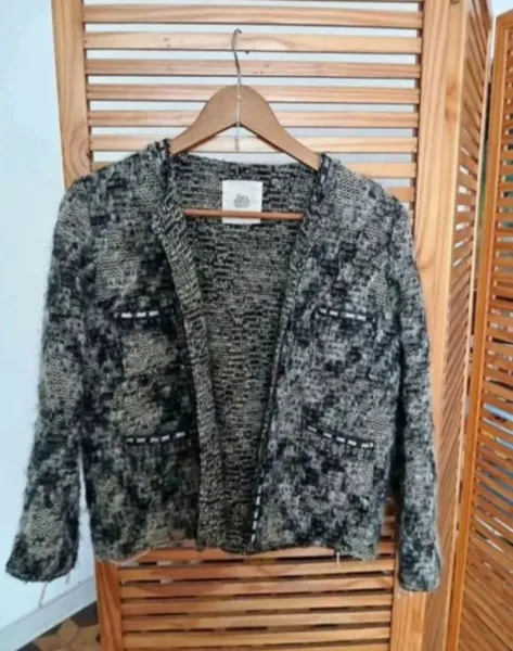 Casaqueto Tweed Zara feminino em lã tam. m