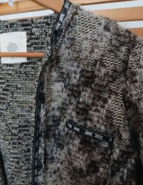 Casaqueto Tweed Zara feminino em lã tam. m