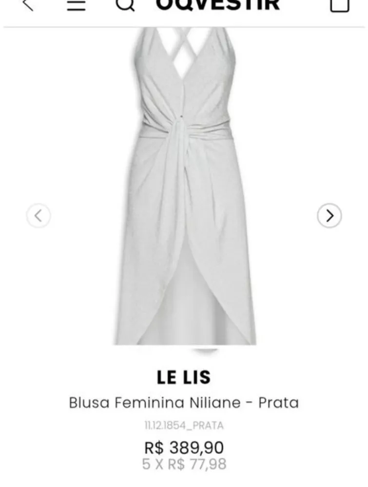 Blusa Le Lis Blanc Alongada em Lurex Prata