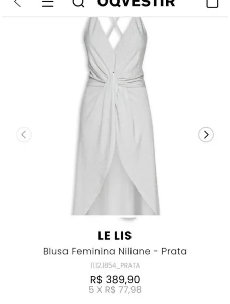 Blusa Le Lis Blanc Alongada em Lurex Prata