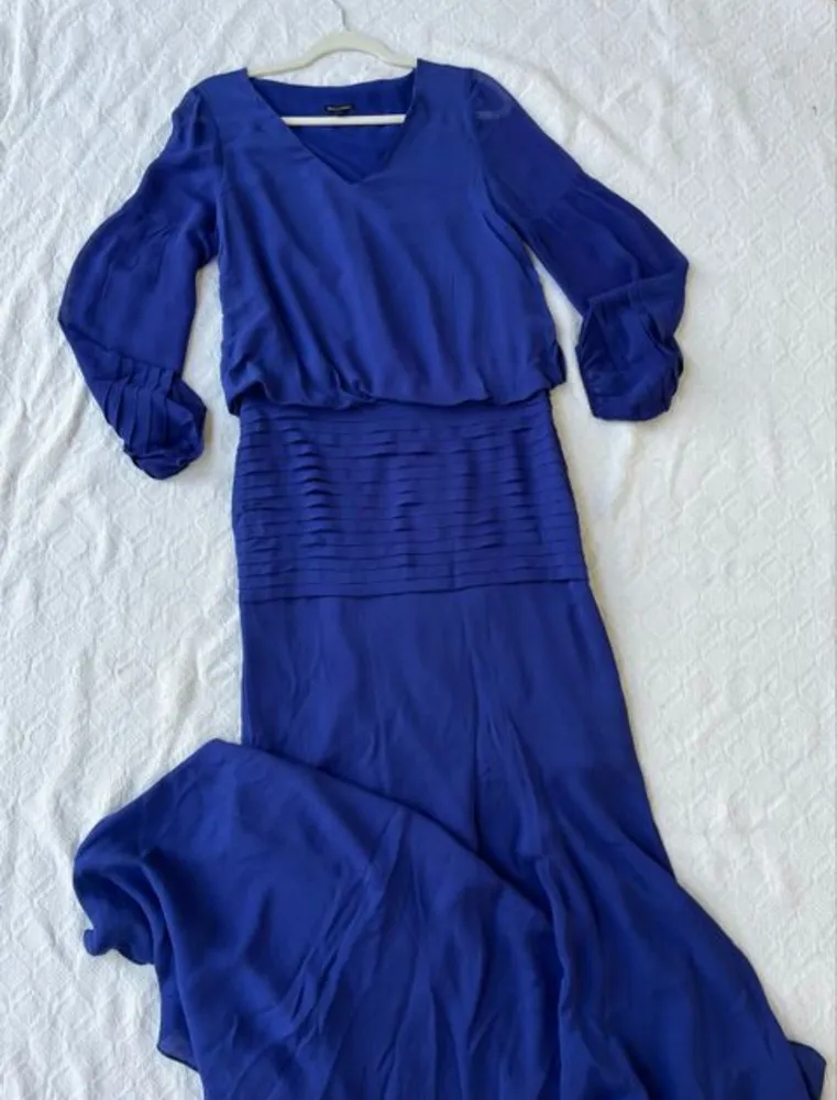 Vestido Le Lis Blanc Longo Pura Seda Azul