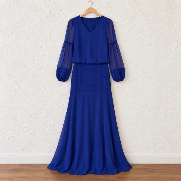 Vestido Le Lis Blanc Longo Pura Seda Azul