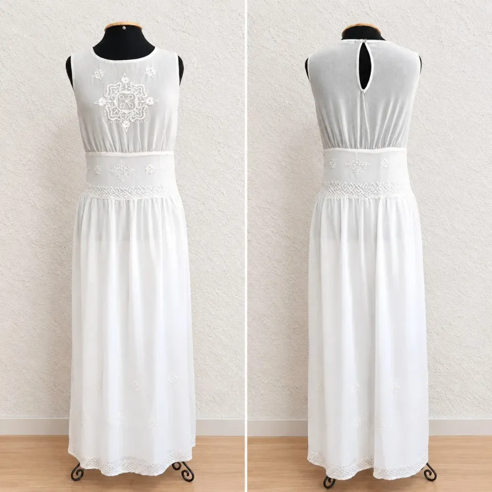 Vestido tule Zara com renda e bordado