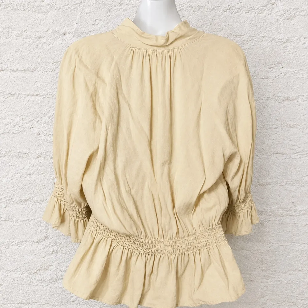 Blusa Zara gola laço bege