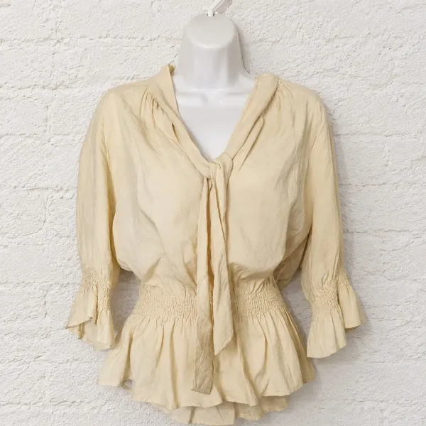 Blusa Zara gola laço bege