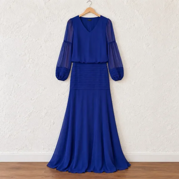 Vestido Le Lis Blanc Longo Pura Seda Azul
