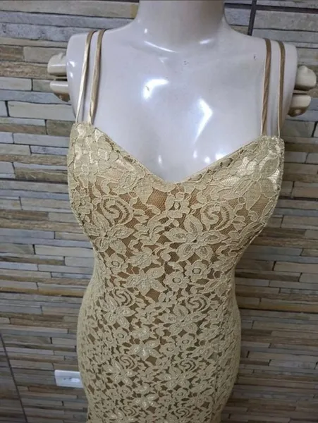vestido festa bi bian luxo dourado renda tamanho  veste M G