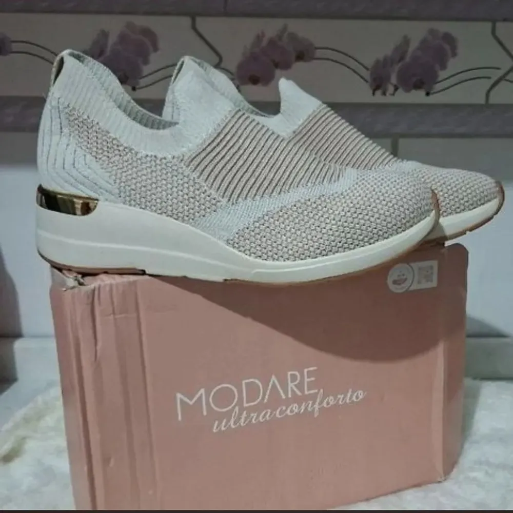 tênis modare novo n38 na caixa knit bege qualidade premium