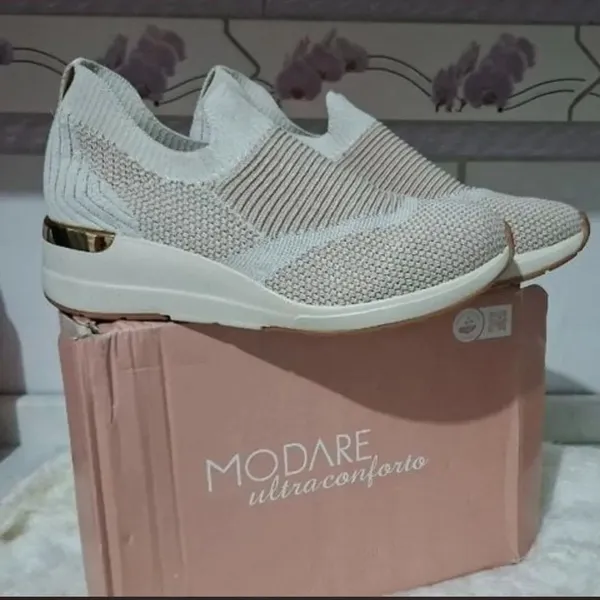 tênis modare novo n38 na caixa knit bege qualidade  premium