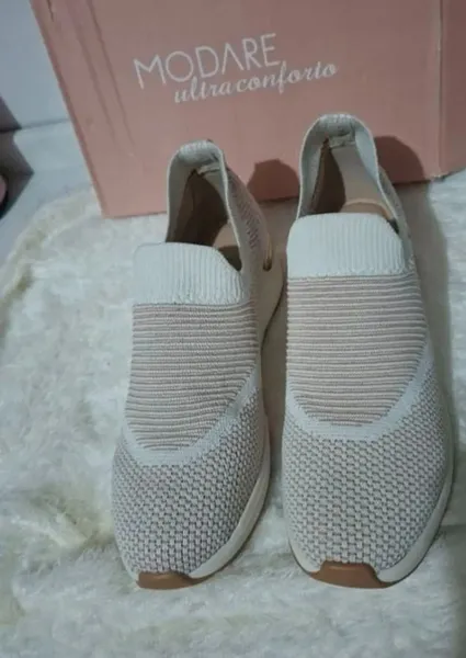 tênis modare novo n38 na caixa knit bege qualidade  premium