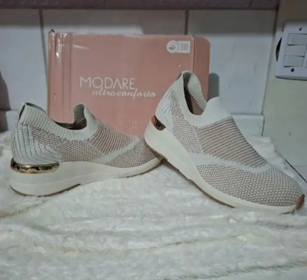 tênis modare novo n38 na caixa knit bege qualidade  premium