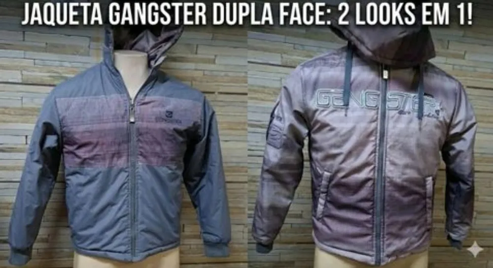 jaqueta gangster dupla face inverno veste 14 a 16 anos