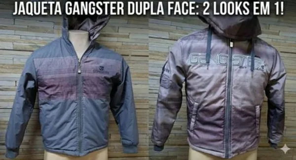 jaqueta gangster dupla face inverno  veste 14 a 16 anos