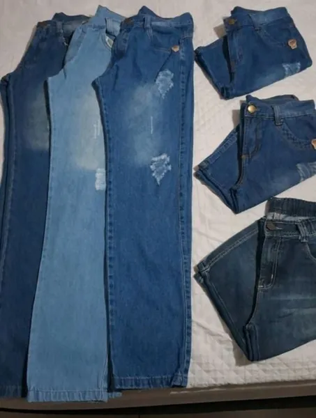 kit juvenil jeans tam 16  3 calças  3 bermudas