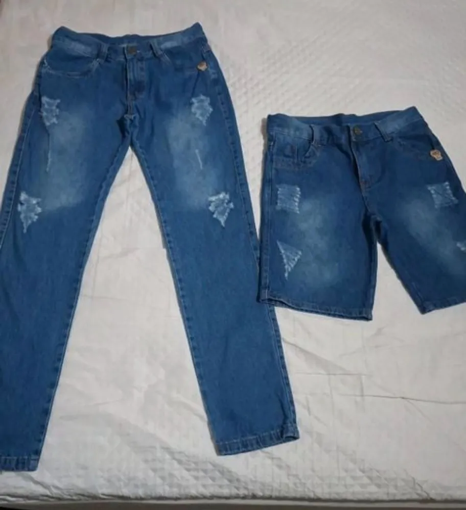kit juvenil jeans tam 16  3 calças  3 bermudas