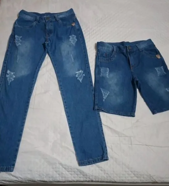 kit juvenil jeans tam 16  3 calças  3 bermudas