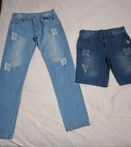 kit juvenil jeans tam 16  3 calças  3 bermudas