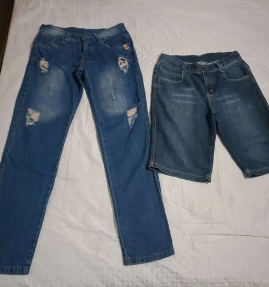 kit juvenil jeans tam 16  3 calças  3 bermudas