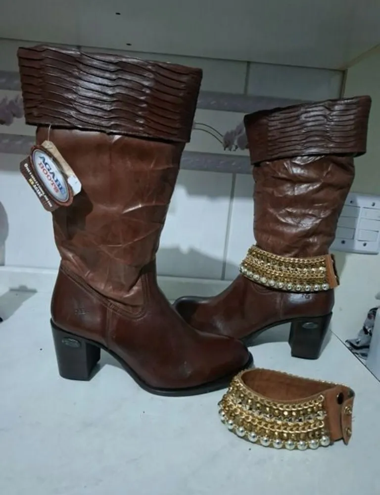 bota ágabé fernando & sorocaba n39 luxo couro, nova na caixa
