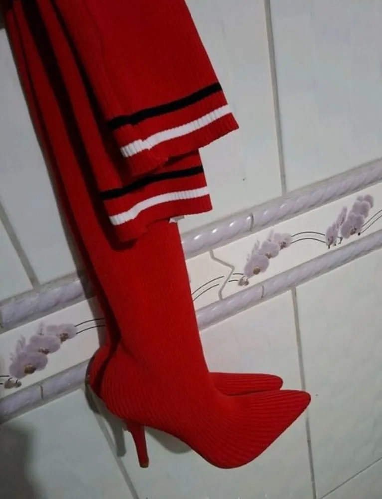 bota meia canelada vizzano vermelha tam 37 nova