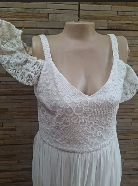 vestido branco plus size luxo em renda gg seminovo