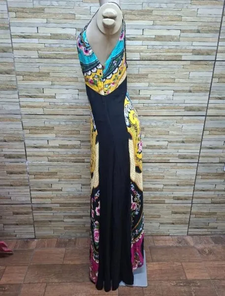vestido farm longo estampa exclusiva e vibrante  tamanho p