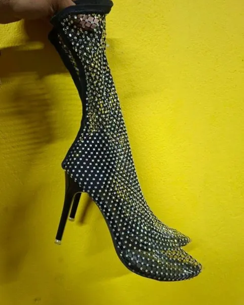 bota luxo strass cristal brilhante  n35 36