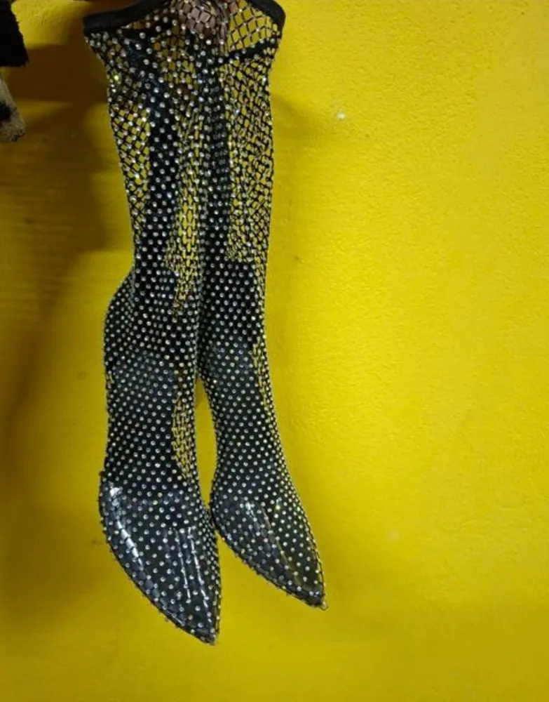 bota luxo strass cristal brilhante  n35 36