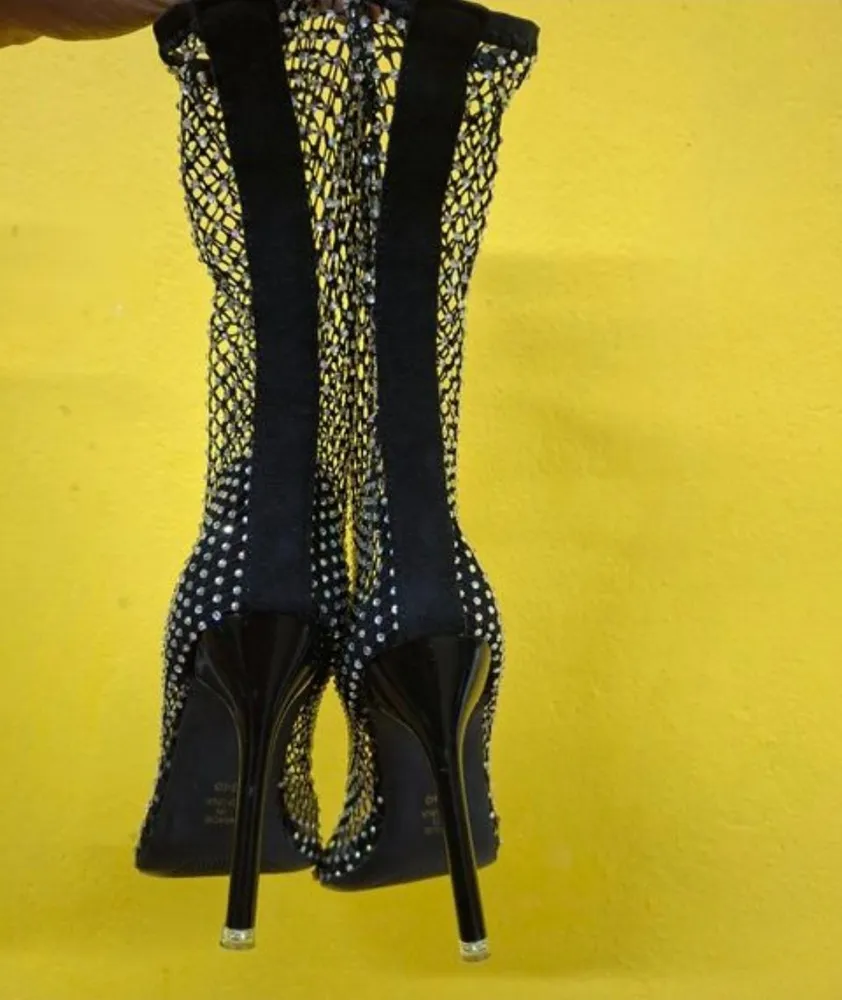 bota luxo strass cristal brilhante  n35 36