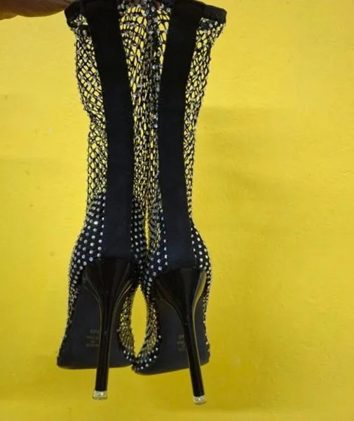 bota luxo strass cristal brilhante  n35 36