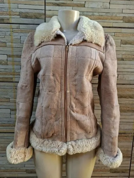jaqueta luxo peleteria cordeiro couro e lã natural tam P M