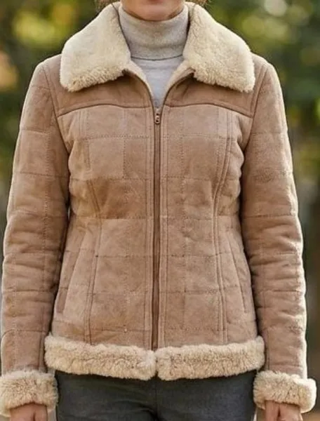 jaqueta luxo peleteria cordeiro couro e lã natural tam P M