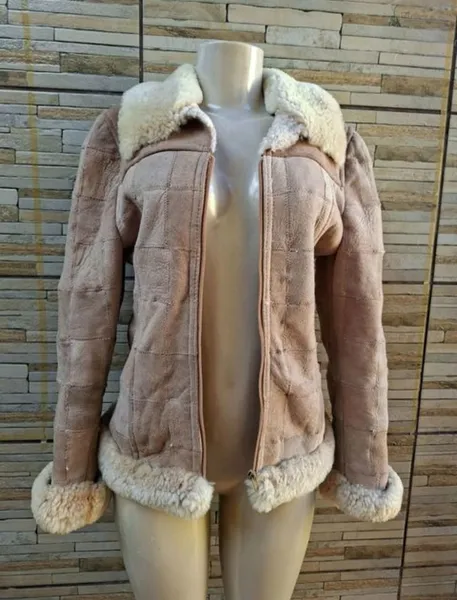 jaqueta luxo peleteria cordeiro couro e lã natural tam P M