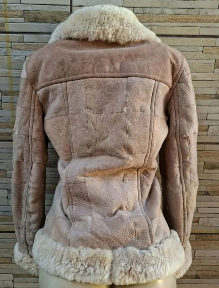 jaqueta luxo peleteria cordeiro couro e lã natural tam P M