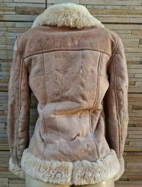 jaqueta luxo peleteria cordeiro couro e lã natural tam P M