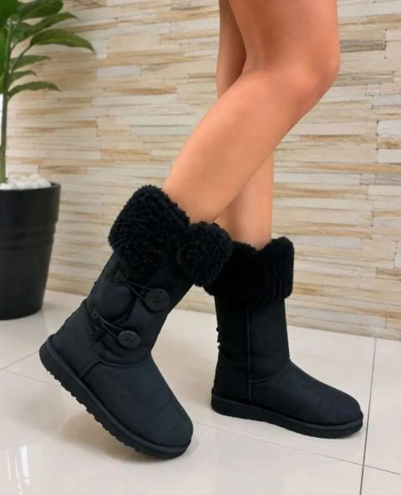 bota ugg bailey button triplet original preta n37 pelúciada