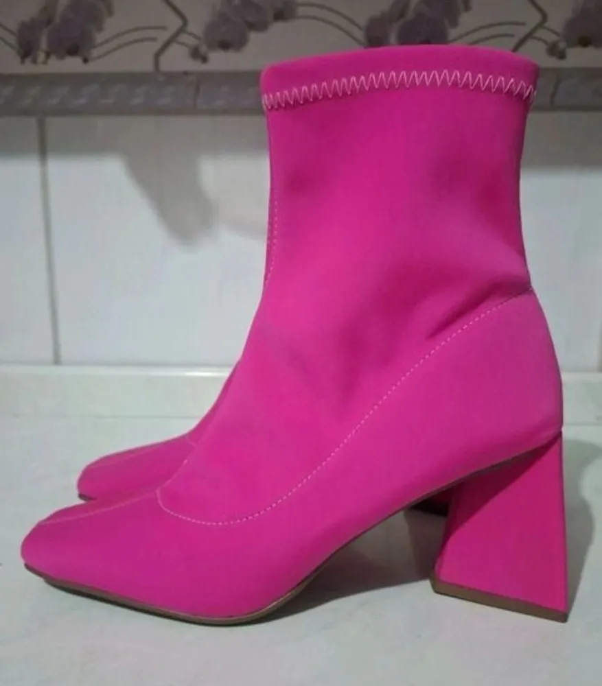 bota pink neon fashionista n38 salto geométrico