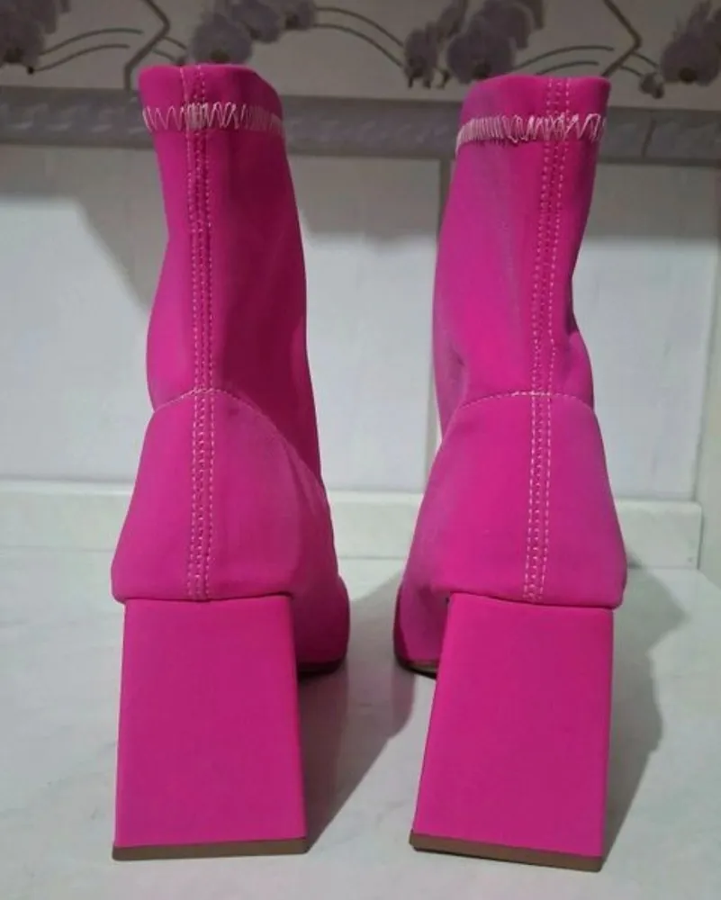 bota pink neon fashionista n38 salto geométrico