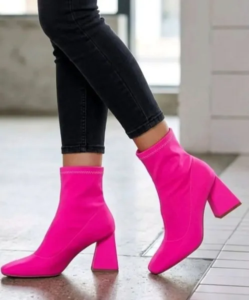 bota pink neon fashionista n38 salto geométrico