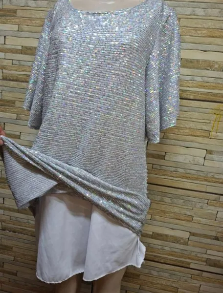 vestido de festa curto prata holográfico tam mg