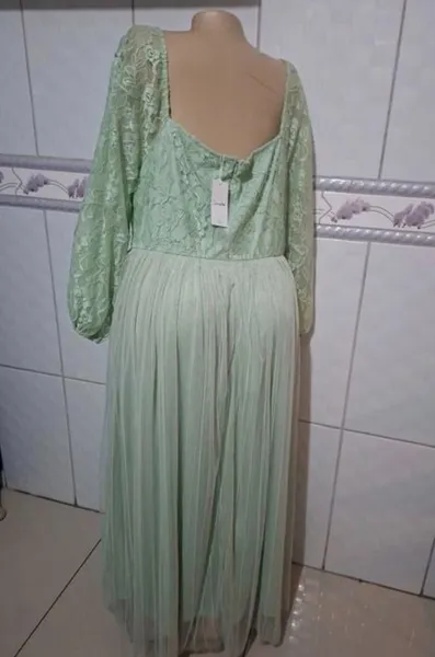 vestido festa plus size veste 54 56 verde menta renda novo