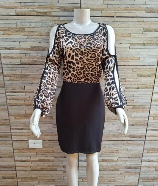 vestido oncinha luxo tam m novo detalhe corrente