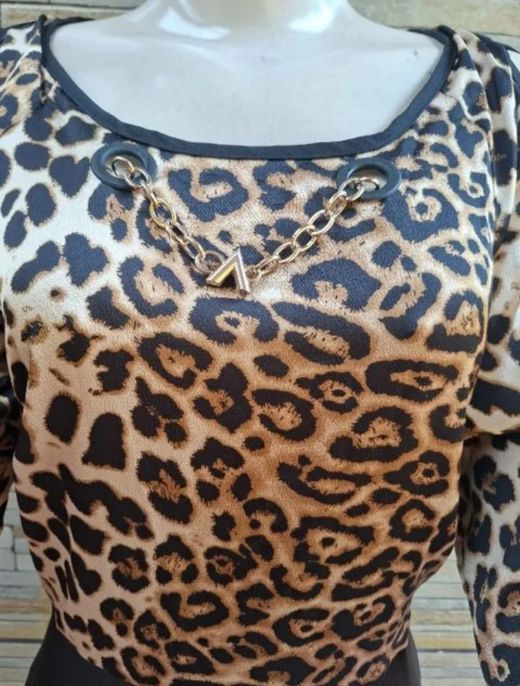 vestido oncinha luxo tam m novo detalhe corrente