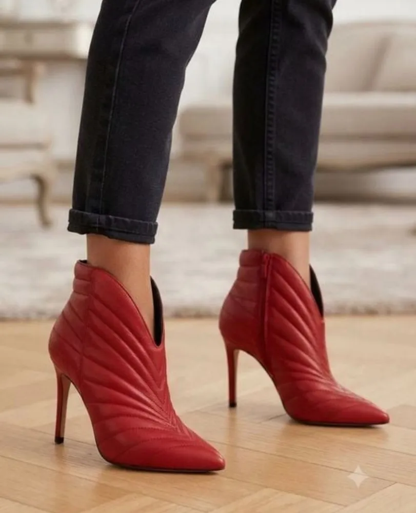bota luíza amaral vermelha n37 estilo premium  salto 11cm