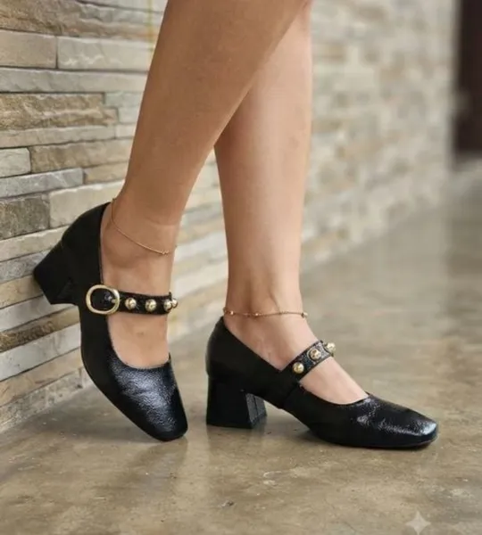 sapato corello preto verniz n38 seminovo scarpin mary jane