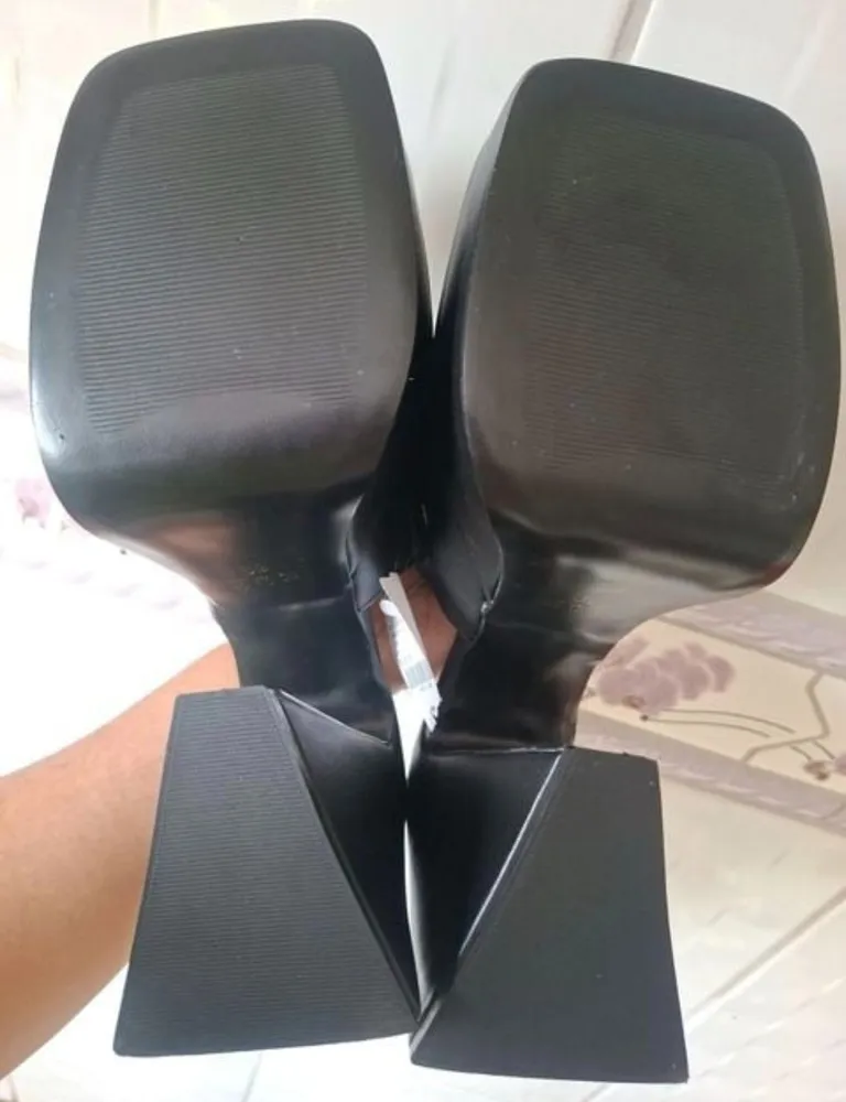 Tamanco  plataforma madu&co preto N39 Salto 13cm elegante