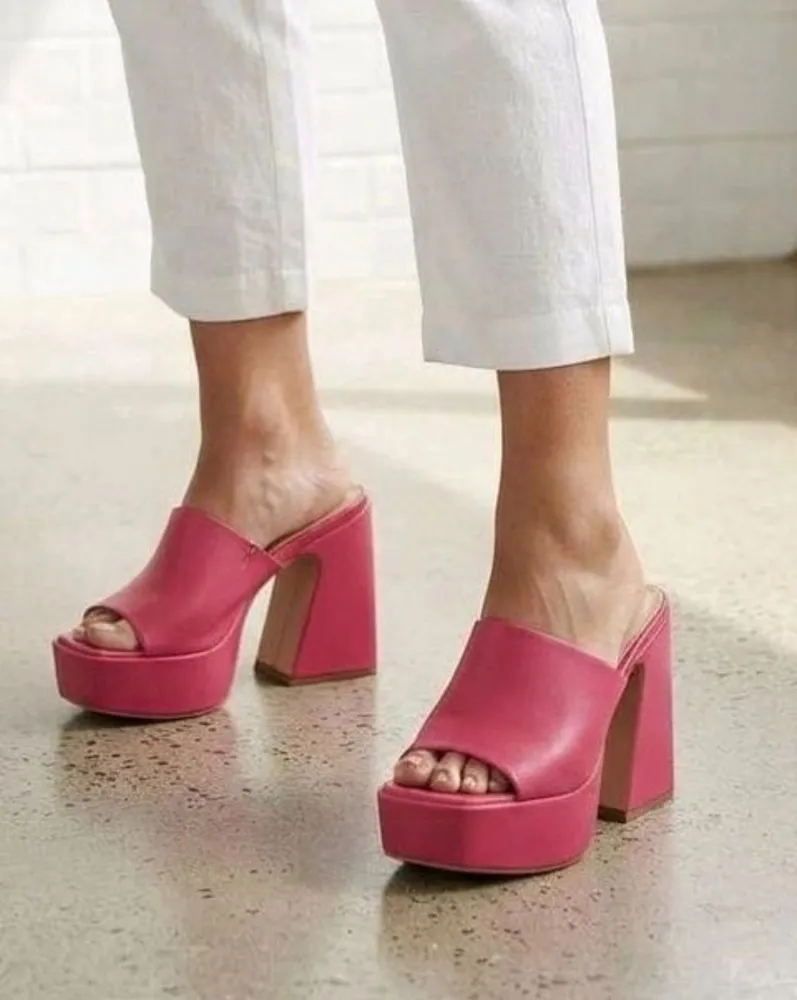 Tamanco plataforma rosa madu&co n37 novo salto 13cm lindo
