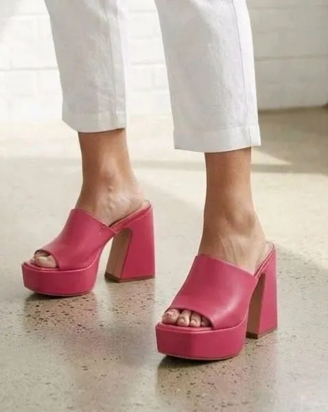 Tamanco plataforma rosa madu&co n37 novo salto 13cm lindo